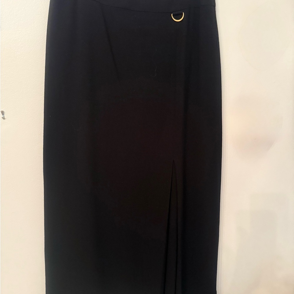 Dana Buchman Black Pencil Skirt with Gold Accent Ring